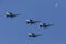 Flock of warplanes F-16 flying during the military parade to celebrate the liberation of Thessaloniki