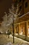 Flocked Trees and Warmly Lit Storefronts at Whitefish Mountain Resort