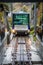 The Floibanen funicular arriving at the station