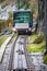 The Floibanen funicular arriving at the station