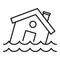 Flood destroy house icon, outline style