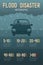 Flood Disaster of car water level limit with man icons pictogram design infographic illustration