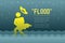 Flood Disaster of woman icons pictogram with floppy hat design infographic illustration