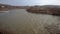 Flood on the hot river of the Carpathians. Flood on the mountain river Stryi in the Ukrainian