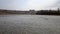 Flood on the hot river of the Carpathians. Flood on the mountain river Stryi in the Ukrainian