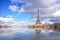 Flood illustration of the river Seine, Eiffel tower, Paris