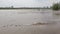 Flood on the Irtysh River crossing the city of Omsk, Russia