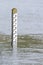 Flood level water depth marker post