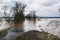Flood - a natural phenomenon. Spilled lake