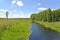 Flood plain of the river Meadow in summer sunny day. Kaliningrad region