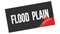 FLOOD  PLAIN text on black red sticker stamp