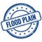 FLOOD PLAIN text on blue grungy round rubber stamp