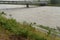 Flood at the rhine river in Sevelen in Switzerland