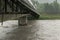 Flood at the rhine river in Sevelen in Switzerland