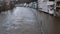 Flood river Lenne in Altena, Germany, street is flooded.