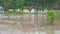 Flood of the river Moselle, Trier in Rhineland Palatinate, flooded trees and paths, high water level, climate change