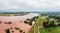 Flood on the river Rhine near DÃ¼sseldorf, Germany.