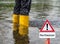 Flood sign German Hochwasser shield