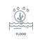 Flood vector line icon, linear concept, outline sign, symbol