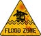 Flood zone warning sign,climate change, inundation, flooding  concept, vector illustration, grungy style