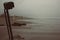 Flooded beach in stormy weather