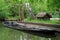 Flooded boat on Canal in the Spreewald Biosphere Reserve in Germany, Europe