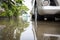 Flooded car vehicles after heavy rain,full of waste water on the road,street in the alley were covered with a large amount of