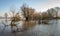 Flooded floodplains of the Dutch river Waal