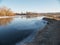 Flooded frozen river