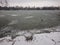 Flooded frozen river