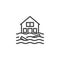 Flooded house line icon