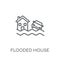 Flooded house linear icon. Modern outline Flooded house logo con