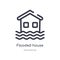 flooded house outline icon. isolated line vector illustration from insurance collection. editable thin stroke flooded house icon