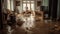 flooded interior interiors of a house. Generative Ai