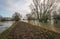 Flooded landscape due to the high water level in the adjacent ri