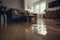 flooded living room house interior. Home insurance concept. Generative ai