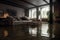 flooded living room house interior. Home insurance concept. Generative ai