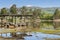 Flooded meadow and picnic tables, Cunningham Lake, San Jose, south San Francisco bay, California