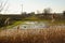 Flooded meadow that is under water due to the flooding. Too wet season and too much rain.