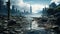 Flooded Metropolis: Climate Change-Induced Deluge Drowns City. Generative AI