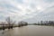 Flooded polder landscape in the Dutch winter season