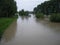 Flooded river in central Europe.