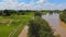 Flooded road to rain heavy flooding taken during a drone flight