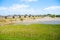 Flooded rural farmland after storm