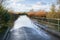 Flooded rural road, Buckinghamshire, UK