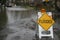 Flooded sign sits on a flooded street