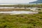 Flooded soccer field at the coast of Peten Itza lake, Guatema