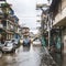 Daily flooded streets after tropical rain in Colon Panama