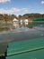 Flooded tennis court empty