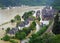 Flooded village by Rhine river